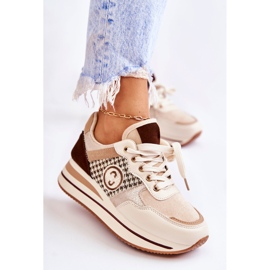 FB2 Modne ženske sportske cipele na klinu bež-smeđe Aronne smeđa 1