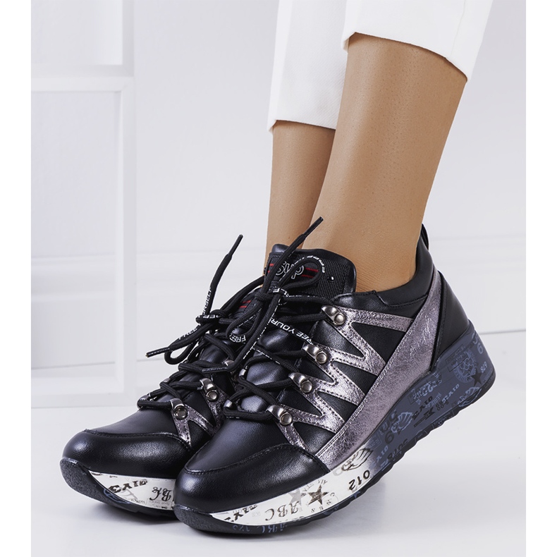 BM Crne i metalik Ballard tenisice crna srebro 1