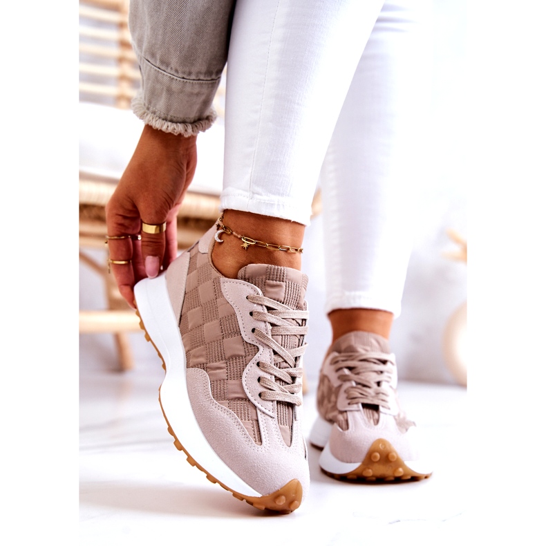 Ženske bež vezane sportske cipele 1
