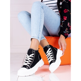 Visoke crno-bijele ženske tenisice na vezanje na Shelovet platformi 2