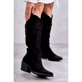 WS1 Crne kaubojske čizme Casey od brušene kože crna 1