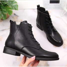 S.Barski Crne čizme na vezanje s patentnim zatvaračem S. Barski crna 1