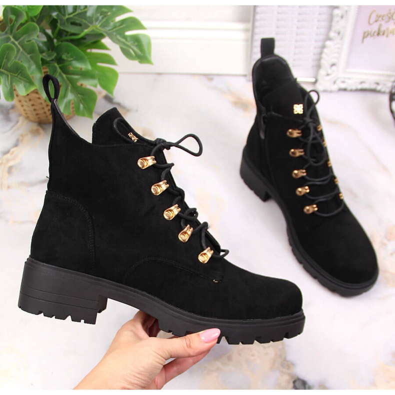 S.Barski Crne kožne čizme od brušene kože S. Barski za žene crna 1