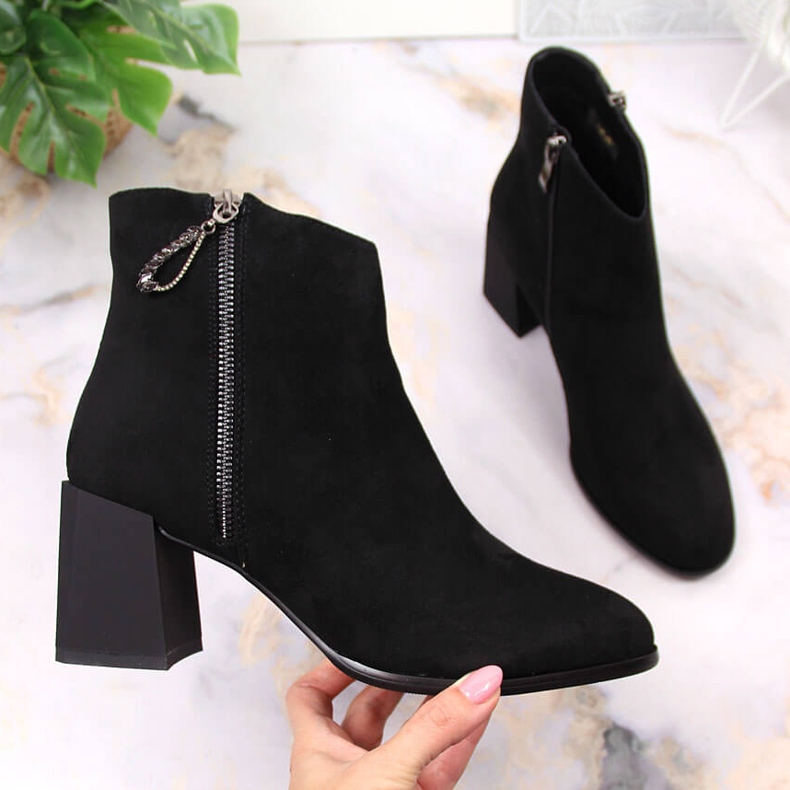 S.Barski Ženske čizme na crnom antilop bloku S. Bararski crna 1