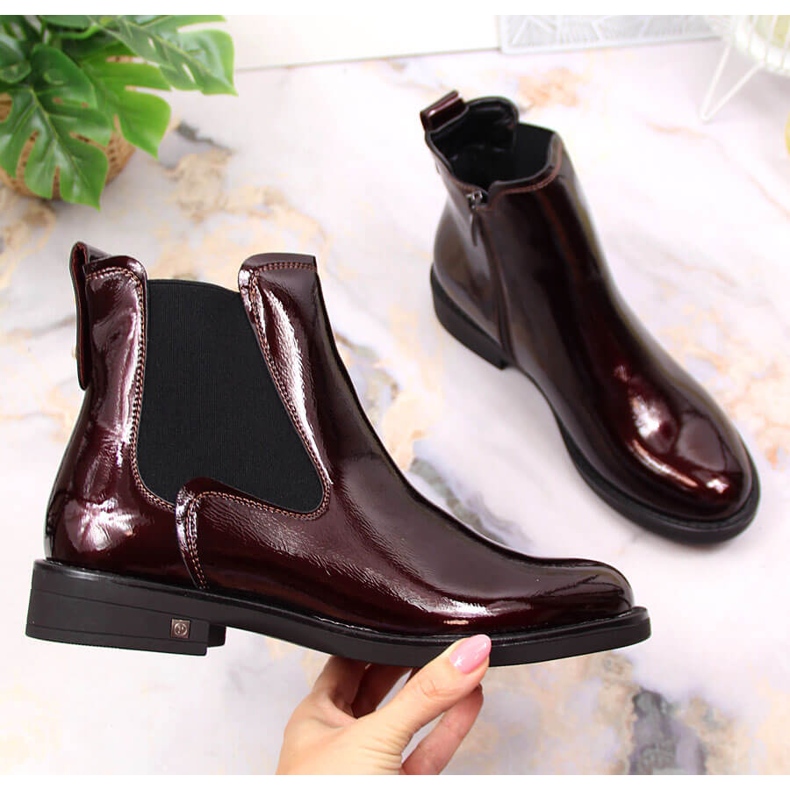 Ženske cipele lakirane tople bordo Potocki WOL93B klaret 1