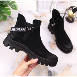 Ženske Chelsea čizme od brušene kože na crnoj Potocki platformi crna 1