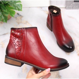 M. DASZYŃSKI Crvene ženske tople Jodhpur čizme Daszyński SAN4B crvena 1