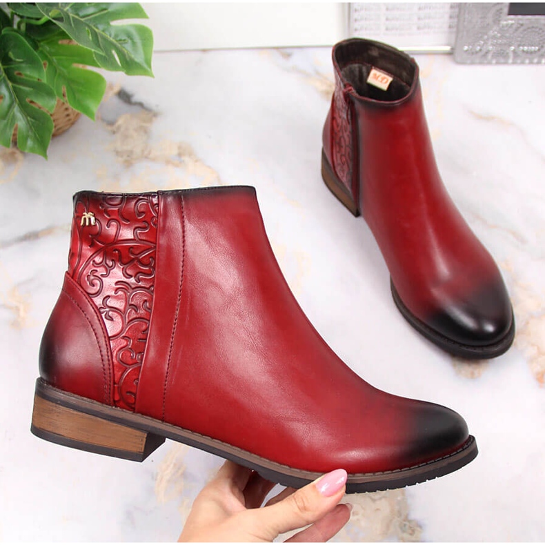 M. DASZYŃSKI Crvene ženske tople Jodhpur čizme Daszyński SAN4B crvena 1