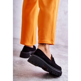 FB2 Ženske broge od brušene kože s crnim Leeza ukrasom crno 2