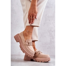 FB2 Ženske brogice s ornamentom Beige Leeza bež 2