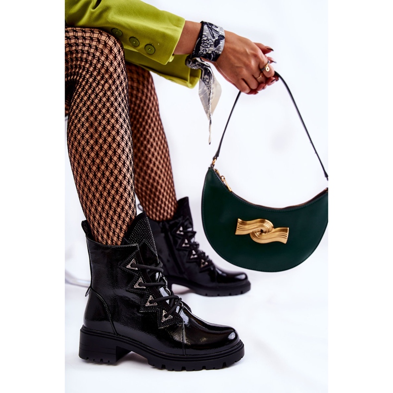 S.Barski Lakirane tople čizme s Jet Black Gwen crno 1