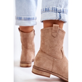 S.Barski Ženske čizme s ravnom petom od brušene kože bež Fiorenz 2