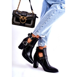 WJ2 Ženske čizme na petu sa štrasima, crni Kelin crna 2