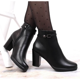 Crne ženske čizme Sergio Leone na visoku petu s kubnim cirkonima crna 1