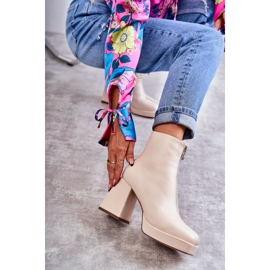 Ženske čizme na debelu petu s patentnim zatvaračem Bež Carrera 1