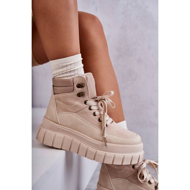 FG2 Udobne čizme na bež Sanchio platformi 2