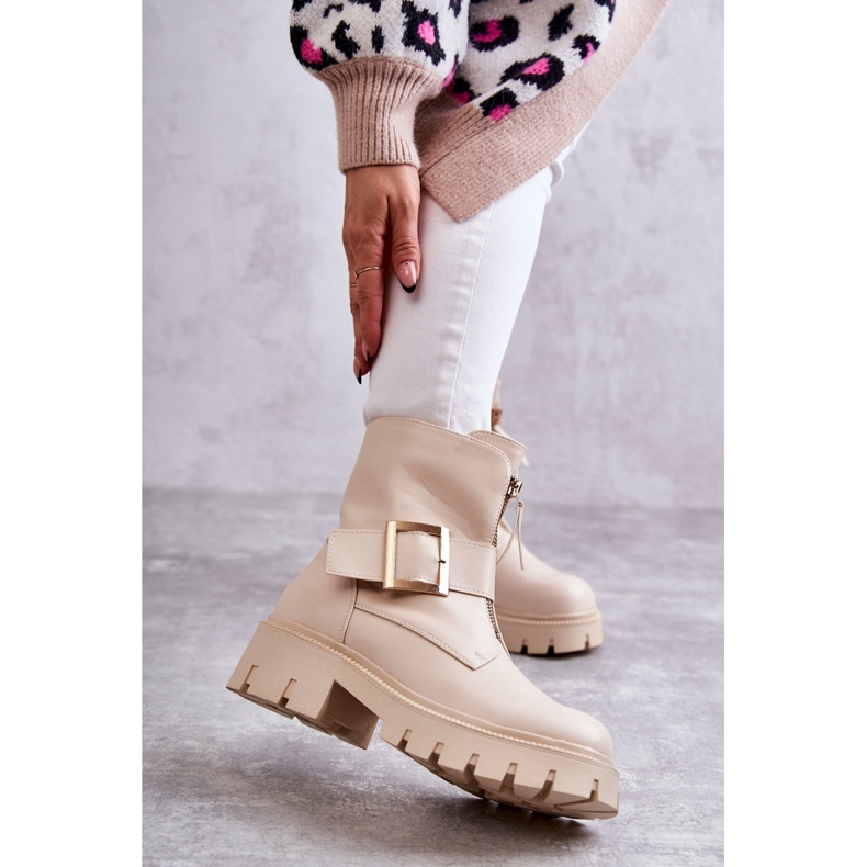 Ženske tople čizme s patentnim zatvaračem bež Torey 1