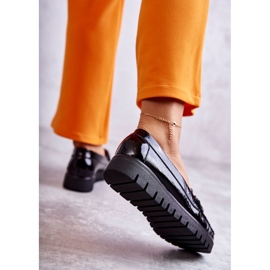 PL5 Ženske kožne mokasine na crnoj Venesia platformi crna 2