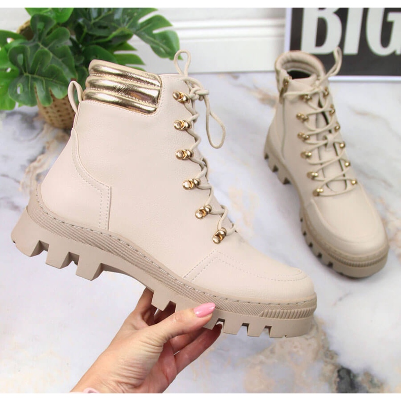 Ženske planinarske cipele, bež platforme, Potocki 1