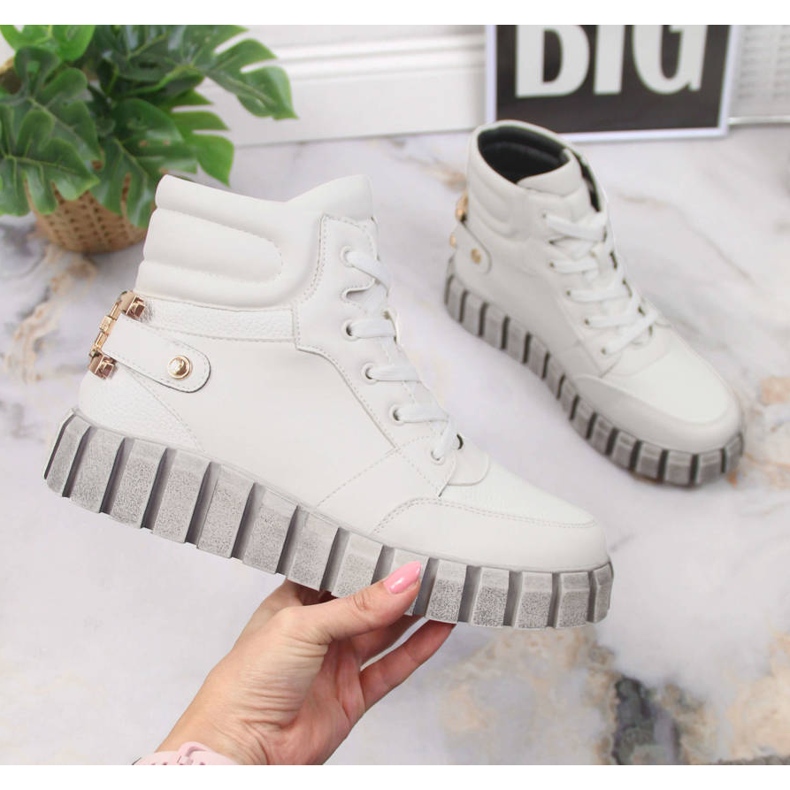 Ženska platformašica s bijelim Potocki ukrasom bijela 1