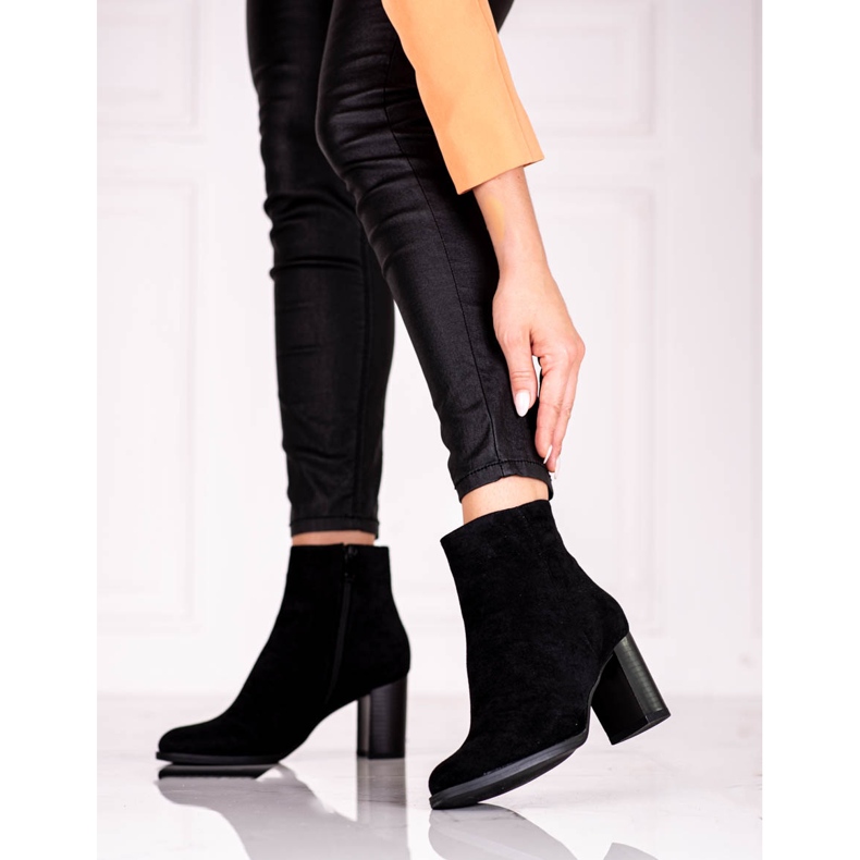 Ženske crne čizme na stup Shelovet od ekološkog antilopa crna 1