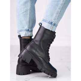 Klasične crne Shelovet čizme na vezanje s visokom petom crna 1