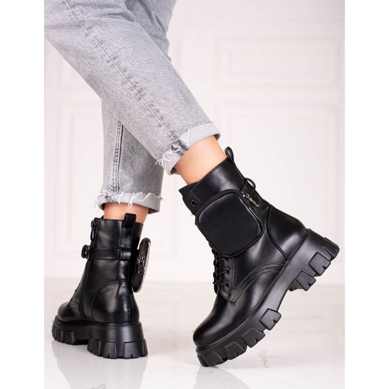 Crne ženske radnice na vezanje s torbom crna 1