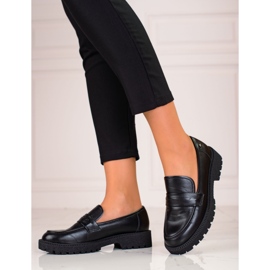 W. Potocki Klasične ženske mokasine na debelom potplatu Potocki crno 1