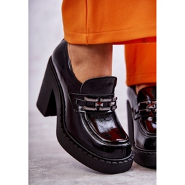 Lakirane cipele na masivnom stupu Black Jaime crna 2