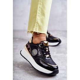 Ženske sportske cipele na Wedge GOE KK2N4085 crne smeđa crna zlatni 1