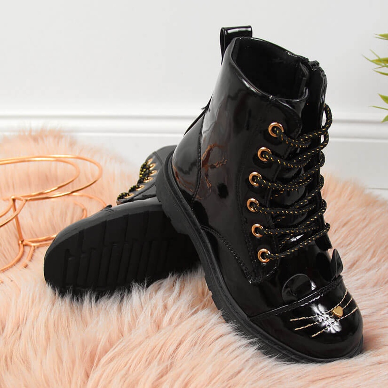 Crne Miss❤E izolirane čizme s ušima za djevojčice crna 1