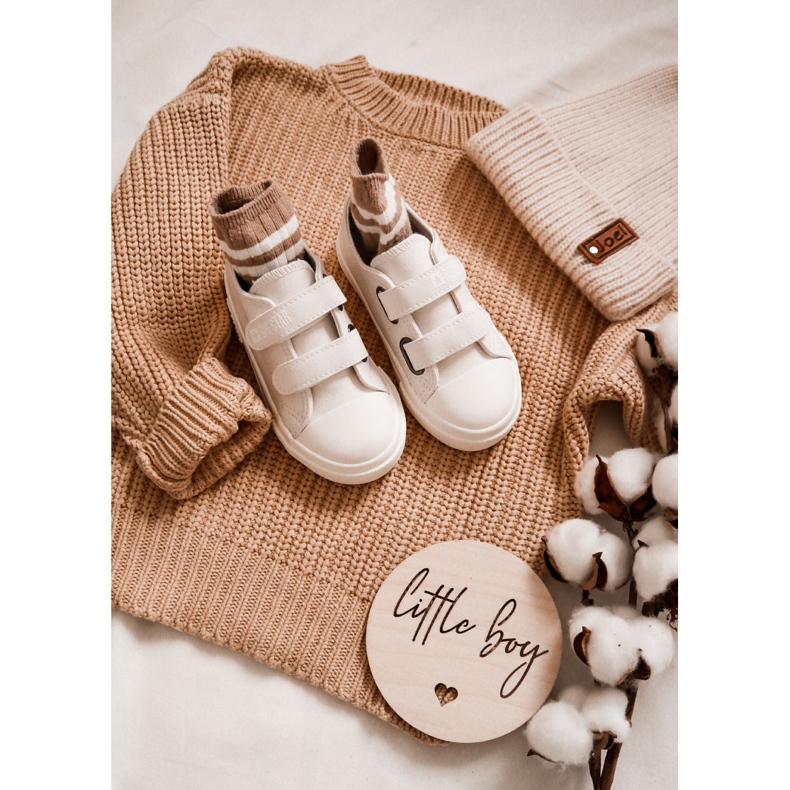 Dječje kožne tenisice s čičakom Big Star KK374093 Bijele bijela 1