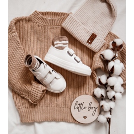 Dječje kožne tenisice s čičakom Big Star KK374093 Bijele bijela 2