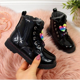 Crne čizme za djevojčice izolirane Jr EVE318A bijela crna 1