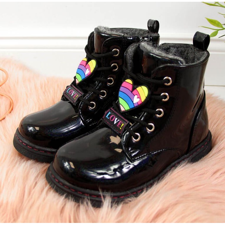 Crne čizme za djevojčice izolirane Jr EVE318A bijela crno 2