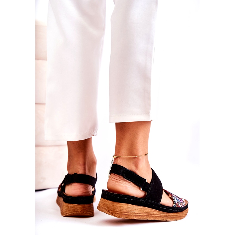 Kožne ženske sandale Maciejka 04142-20 crne crna višebojan 3