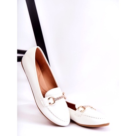 Ženske kožne mokasine s ukrasom, bijele bijela 4