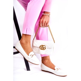 Ženske kožne mokasine s ukrasom, bijele bijela 2