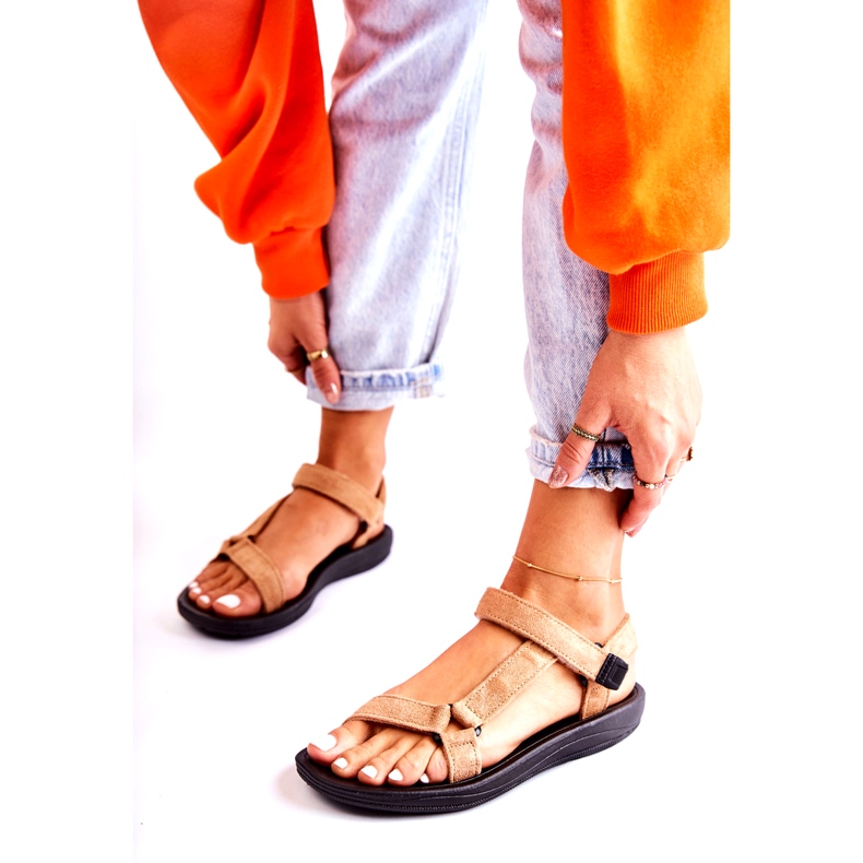 PM1 Ženske sportske sandale od antilopa tamno bež Harris 2