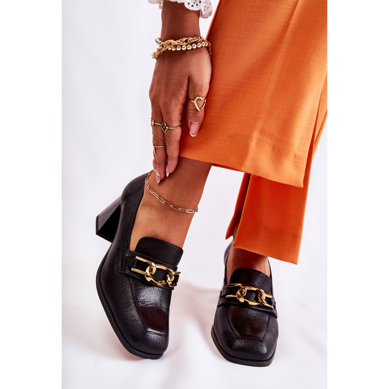 Kožne cipele s lancem Laura Messi 2515 crne crno 2