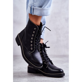 PG1 Ženske čizme s nitnama crne Rostill crno 2