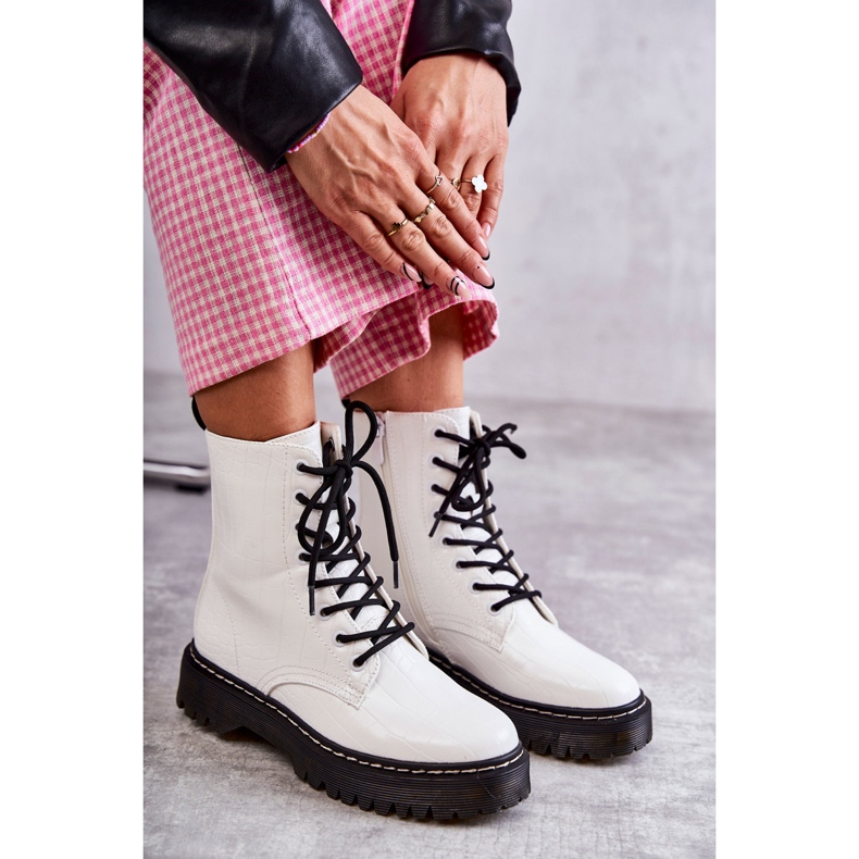 Ženske bijele tople čizme od zmijske kože Salma bijela 2