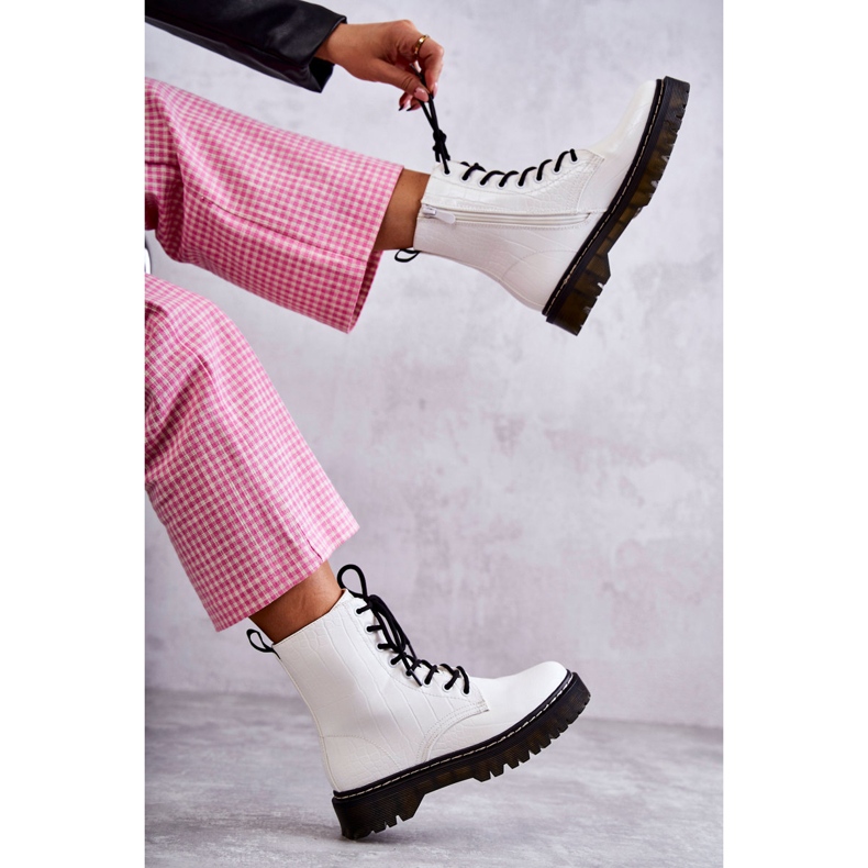 Ženske bijele tople čizme od zmijske kože Salma bijela 1