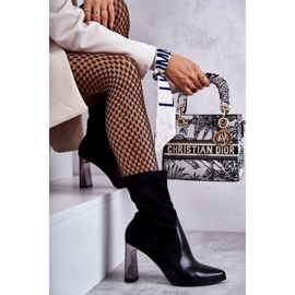 Visoke čizme od brušene kože na petu Laura Messi 2527 Black crna 1