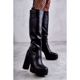 WS1 Moderne čizme od eko kože na crnoj Isabell platformi crna 1