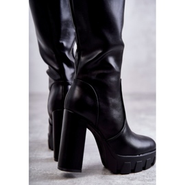 WS1 Moderne čizme od eko kože na crnoj Isabell platformi crna 2