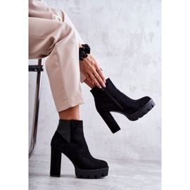 PG1 Ženske čizme na visoku petu od brušene kože crne Maricruz crno 1