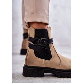FE1 Ženske tople čizme Jodhpur čizme s remenom Bež Jose 2