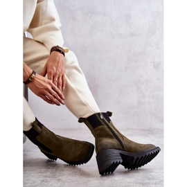 Ženske zelene tople čizme na visoku petu Abella zelena 2