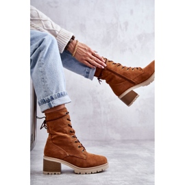 Ženske tople čizme na visoku petu Camel Julieta smeđa 1